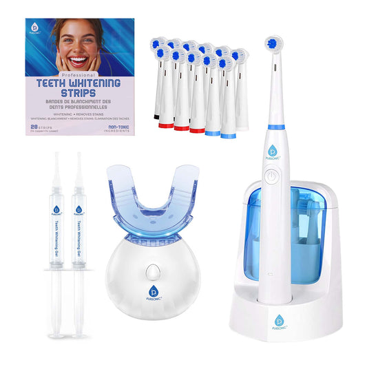 Pursonic Advanced Smile Care Bundle – LED Whitening Kit, Whitening Strips, & Electric Toothbrush - Nexivet